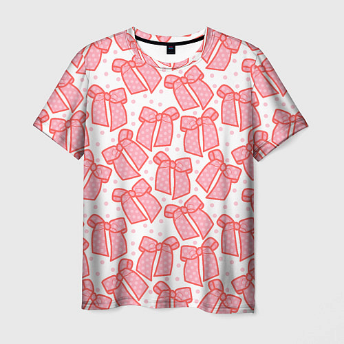 Мужская футболка Узор с розовыми бантами в горошек / 3D-принт – фото 1