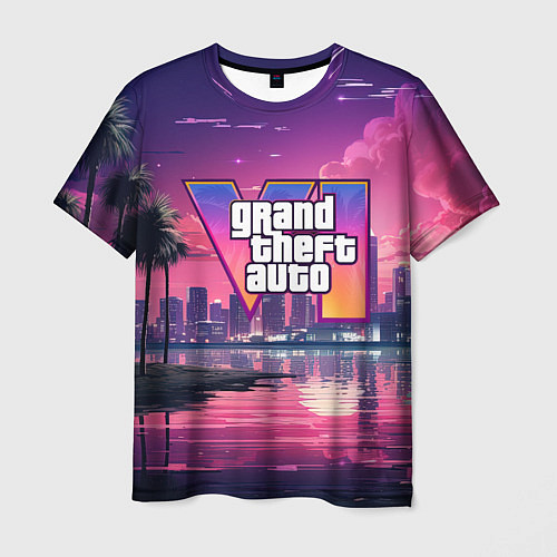 Мужская футболка GTA 6 nigh city / 3D-принт – фото 1