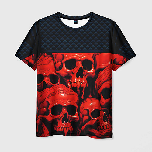 Мужская футболка Расплавленные красные черепа стёжка / 3D-принт – фото 1