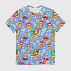 Мужская футболка Новогодний праздничный узор