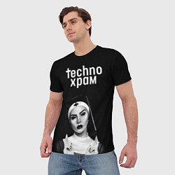 Футболка мужская Techno храм монашка демон, цвет: 3D-принт — фото 2