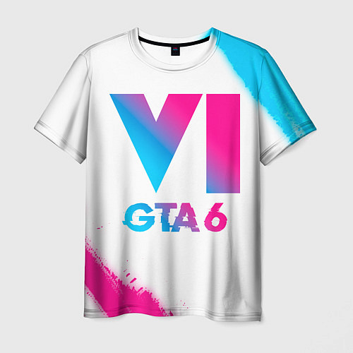 Мужская футболка GTA 6 neon gradient style / 3D-принт – фото 1