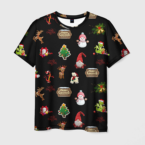Мужская футболка Много новогодних игрушек / 3D-принт – фото 1