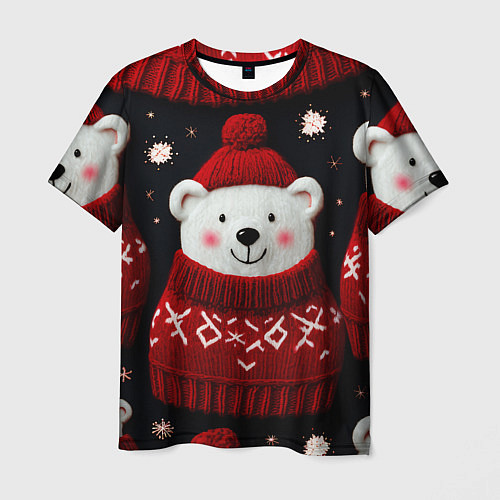 Мужская футболка Новогодние медведи / 3D-принт – фото 1