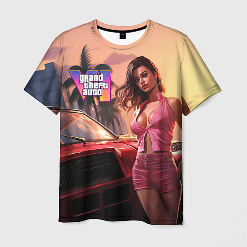 Мужская футболка GTA 6 girl vice city / 3D-принт – фото 1