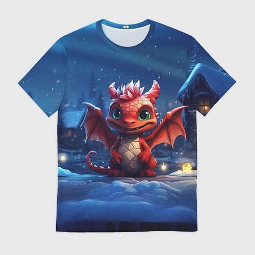 Мужская футболка Красный маленький дракон / 3D-принт – фото 1