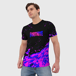 Футболка мужская Fortnite neon logo steel, цвет: 3D-принт — фото 2