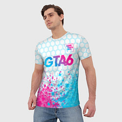 Футболка мужская GTA6 neon gradient style посередине, цвет: 3D-принт — фото 2