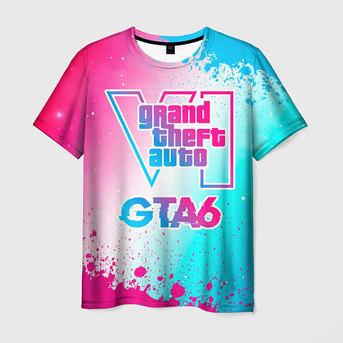 Мужская футболка GTA6 neon gradient style / 3D-принт – фото 1