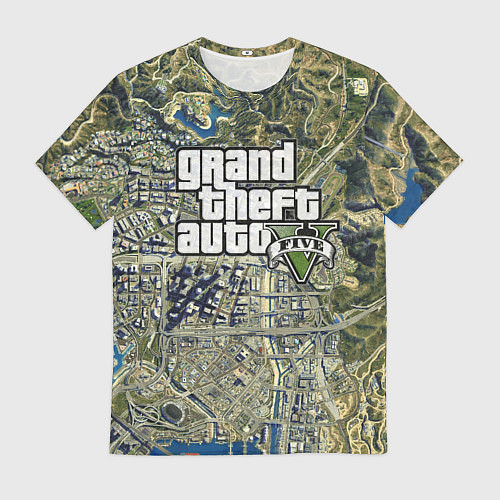 Мужская футболка GTA 5 карта / 3D-принт – фото 1