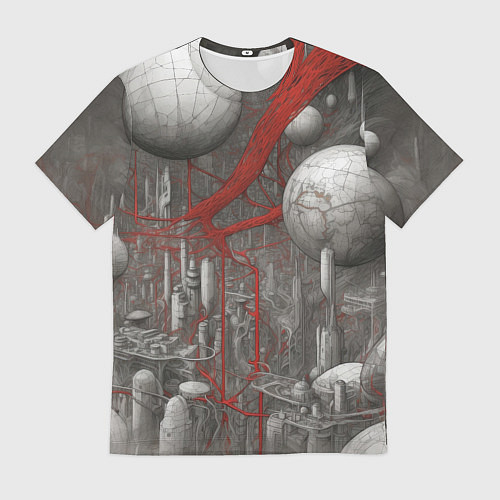 Мужская футболка Биотехнический городской пейзаж / 3D-принт – фото 1