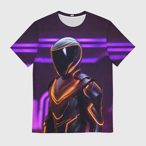 Мужская футболка Неоновый футуристичный гонщик / 3D-принт – фото 1