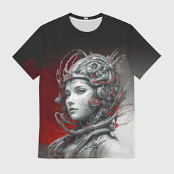 Футболка мужская Девушка в кибернетическом шлеме, цвет: 3D-принт