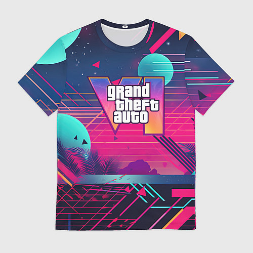 Мужская футболка GTA 6 логотип и абстракция / 3D-принт – фото 1