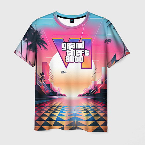 Мужская футболка GTA 6 retro abstract logo / 3D-принт – фото 1