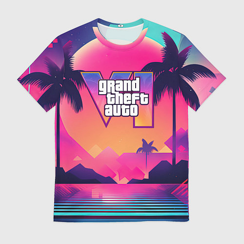 Мужская футболка GTA 6 закат солнца / 3D-принт – фото 1