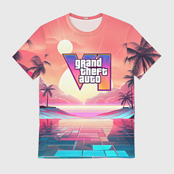 Футболка мужская GTA 6 retro abstract, цвет: 3D-принт