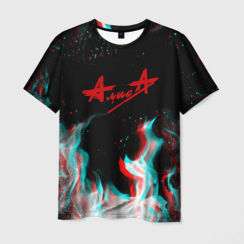 Мужская футболка Алиса огонь глитч / 3D-принт – фото 1