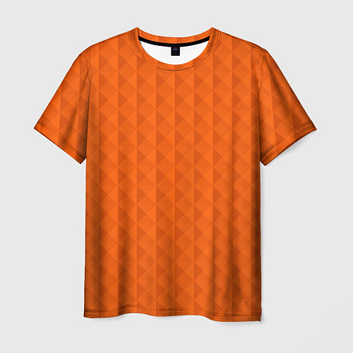 Мужская футболка Объёмные пирамиды сочный апельсиновый / 3D-принт – фото 1