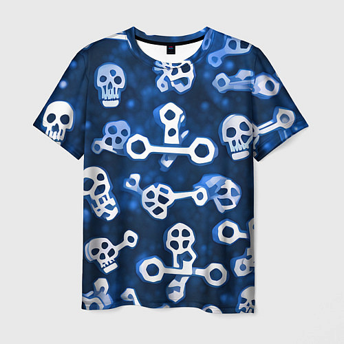 Мужская футболка Белые черепки и кости на синем / 3D-принт – фото 1