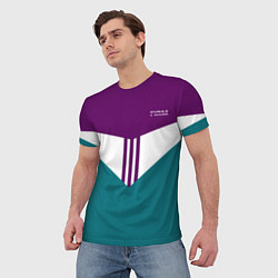 Футболка мужская FIRM темная сирень и бирюза, цвет: 3D-принт — фото 2