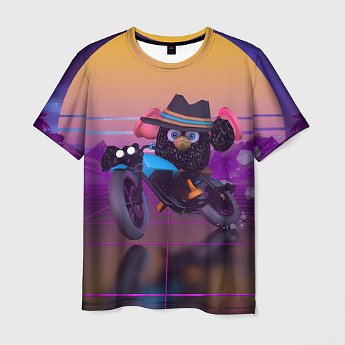 Мужская футболка Чёрный Гусь на мотоцикле Чикен Ган / 3D-принт – фото 1