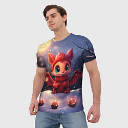 Футболка мужская Маленький дракоша со свечками, цвет: 3D-принт — фото 2