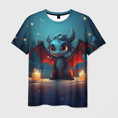 Мужская футболка Синий загадочный дракон / 3D-принт – фото 1
