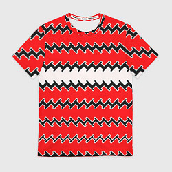 Мужская футболка White and red stripes