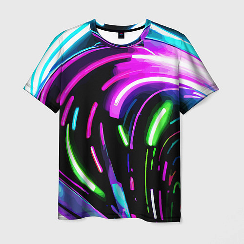 Мужская футболка Неоновая экспрессивная абстракция / 3D-принт – фото 1