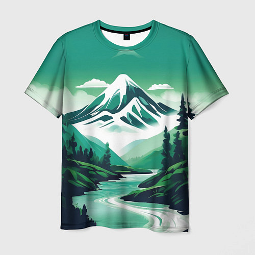Мужская футболка Графический пейзаж Камчатки / 3D-принт – фото 1