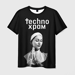 Футболка мужская Techno храм монашка в татуировках, цвет: 3D-принт