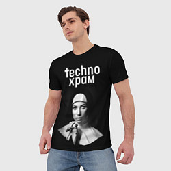 Футболка мужская Techno храм монашка с красивыми глазами, цвет: 3D-принт — фото 2