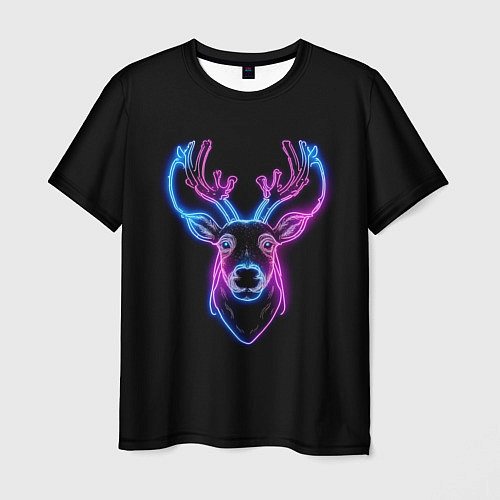 Мужская футболка Фиолетовый неоновый олень / 3D-принт – фото 1