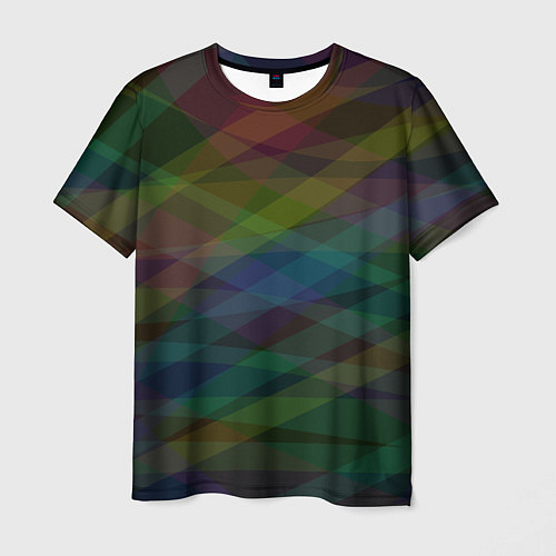 Мужская футболка Разноцветные полосы на тёмном / 3D-принт – фото 1
