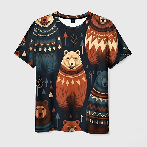 Мужская футболка Медведи индейцы / 3D-принт – фото 1