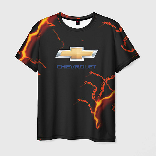 Мужская футболка Chevrolet лого шторм / 3D-принт – фото 1