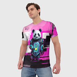 Футболка мужская Funny panda - cyberpunk, цвет: 3D-принт — фото 2