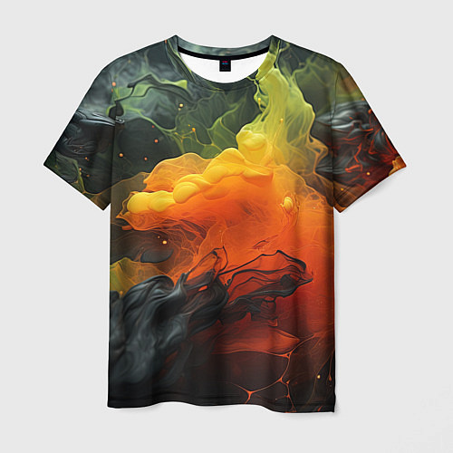 Мужская футболка Взрыв оранжевой краски / 3D-принт – фото 1