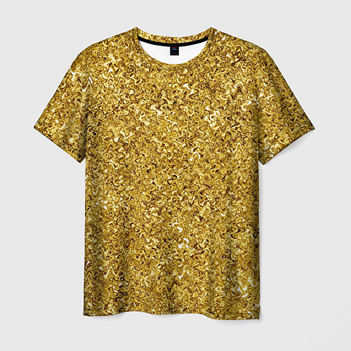 Мужская футболка Золотой волнистый с переливами / 3D-принт – фото 1