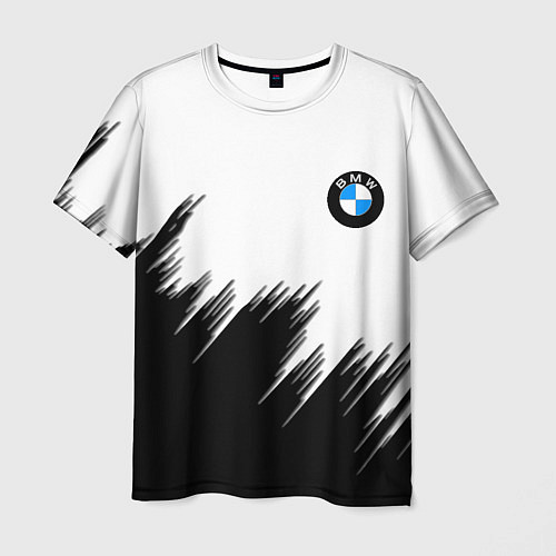 Мужская футболка BMW чёрные штрихи текстура / 3D-принт – фото 1