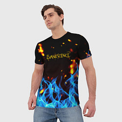 Футболка мужская Evanescence огонь рок группа, цвет: 3D-принт — фото 2
