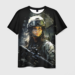 Футболка мужская Девушка воин в боевой экипировке, цвет: 3D-принт