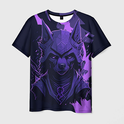 Мужская футболка Фиолетовый волк в доспехах / 3D-принт – фото 1