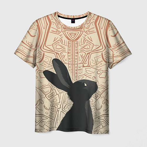 Мужская футболка Чёрный кролик с узорами / 3D-принт – фото 1