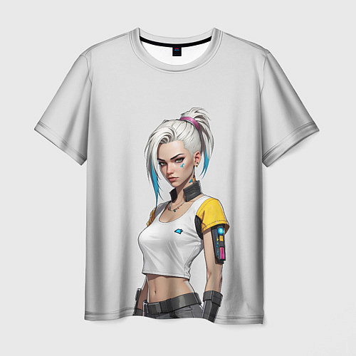 Мужская футболка Девушка в белом топе Cyberpunk 2077 / 3D-принт – фото 1