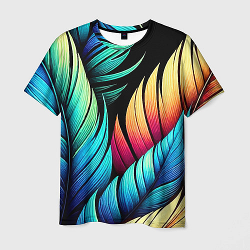 Мужская футболка Color feathers - neon / 3D-принт – фото 1