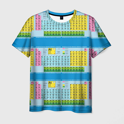 Мужская футболка Узор из таблицы Менделеева / 3D-принт – фото 1