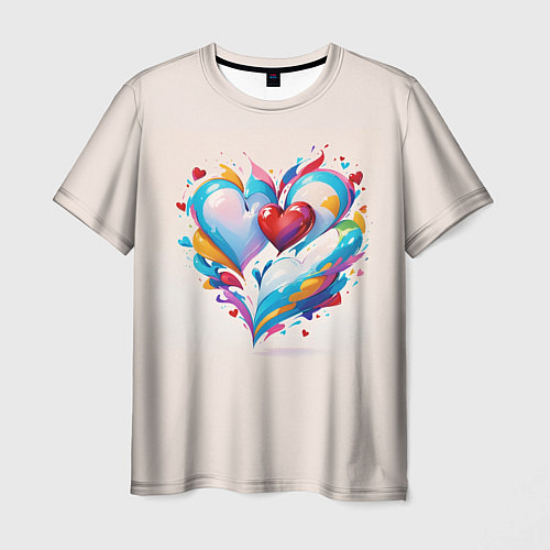 Мужская футболка Пара сердец / 3D-принт – фото 1
