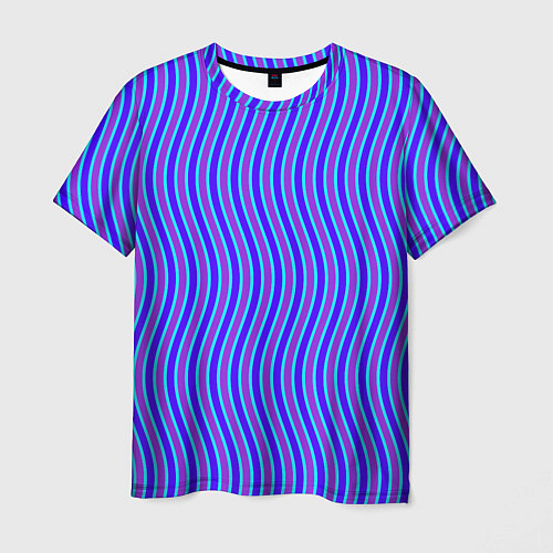 Мужская футболка Неоновые волнистые полосы / 3D-принт – фото 1
